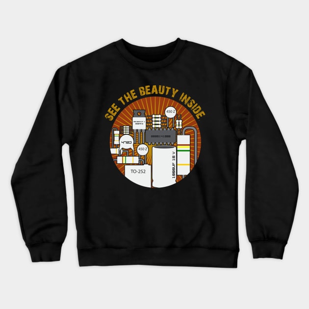 Resistor Beauty Inside Funny Electronics Crewneck Sweatshirt by shirtontour